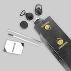 64 Oz Water Bottle with Straw Stainless Steel Sports Water Bottle with 3 Lids (Straw, Chug and Flip Lid) Leak Proof Metal Half Gallon Jug for Men & Women - Black