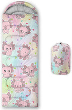AILONEN Pink Lovely Rabbit Sleeping Bag for Girls Kids Adults,Warm and Cool Weather,Lightweight,Waterproof Backpacking,Cartoon Flowers Printed Bunny Sleeping Bag for Camping