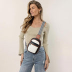 3L SMALL Sling Bag Fanny Packs For Women Men Mini Crossbody Chest Belt Travel Bag Purse Handbag Faux Leather Fashion Cute Light Grey