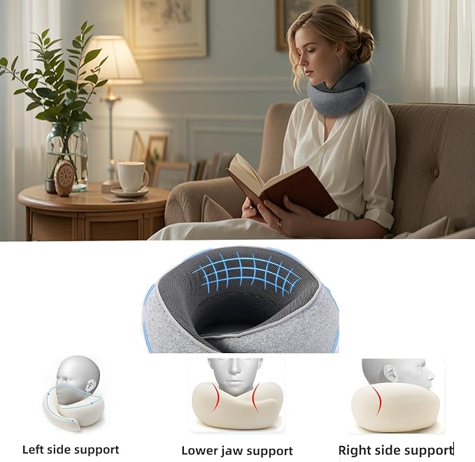 Neck Pillow for Traveling,Premium Memory Foam Travel Pillow, Removable Washable Neck Pillow Cover， Suitable for Airplanes,Offices and Cars
