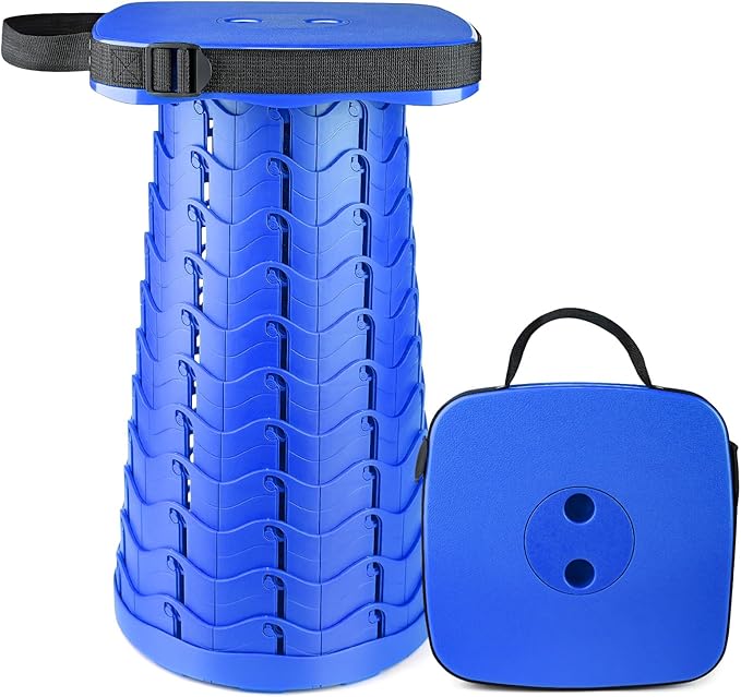 Deer's Life Square Portable Folding Stool, Upgrade Full Color Collapsible Stools for Adults Heavy Duty 485lbs Yet Small Lightweight Telescoping Retractable Camping Stool