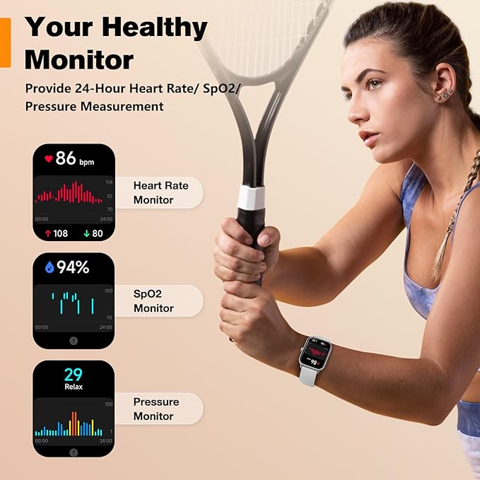 Fitpolo Smart Watch for Men Women,1.8” Touchscreen, Bluetooth Call, Alexa Built-in,24/7 Heart Rate,SpO2 Monitor,Step Counting,Sleep Tracking, IP68 Waterproof Fitness Tracker Watch for Android iPhone