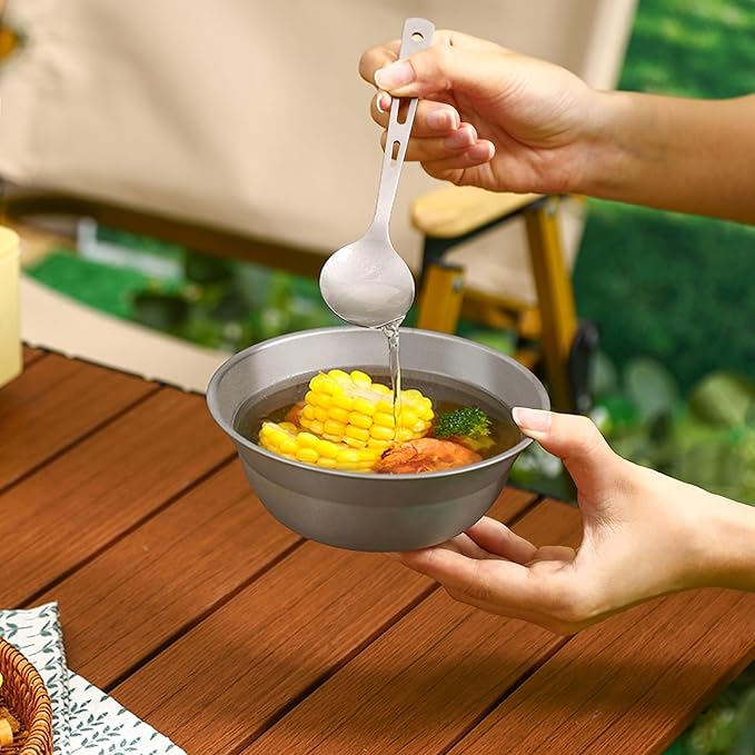 Titanium Flatware Knife Fork Spoon Set Camping Utensils Carrying Bag Cutlery