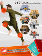 romision Thermal Underwear for Men Long Johns Fleece Lined Hunting Gear Bottom Top Set Base Layer for Cold Weather Gift