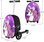Baotree Scooter Suitcase for Kids, 2 in 1 Ride-on Luggage with Flash PU Wheels, Adjustable Handle & TPR Non-Slip Grip, Foldable & Lightweight, Ages 5-12