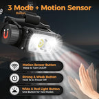 Headlamp Rechargeable, 2000 Lumen Super Bright LED Head Lamps with Red Light, 6 Modes Motion Sensor Magnetic Headband Flashlight, 4000 mAh Battery Powered Adjustable Head Lights for Adults Outdoor