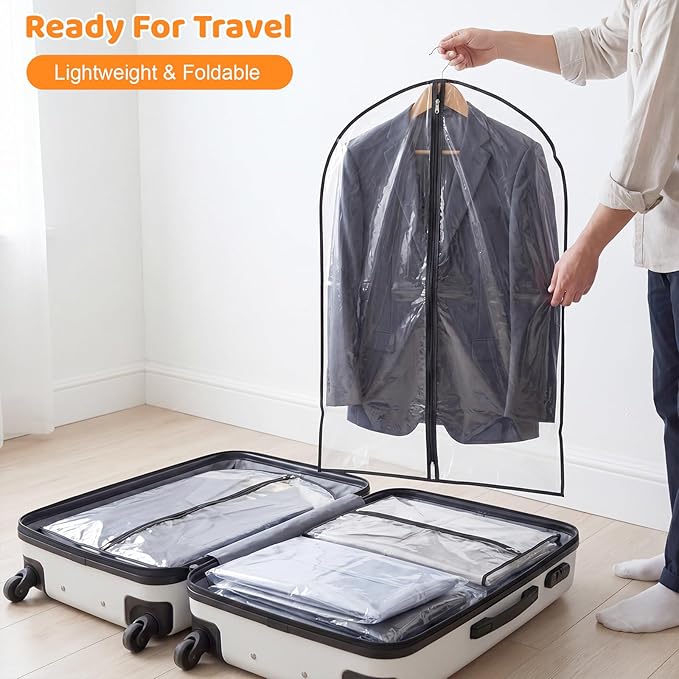 2 Pack Garment Bags 60 * 100cm, 40in Full Clear Garment Covers, Suit Storage Bags, Dress Organizer Bags Used To Protect Shirts, Winter Coats, Jackets