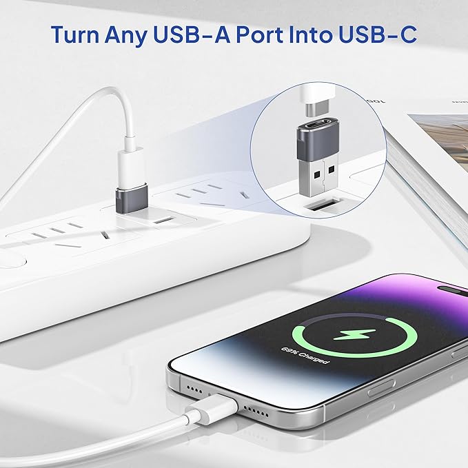 Elebase for Samsung Galaxy Z Flip 7 Adapter,USB to USB C Adaptor 4Pack,Type C Female to A Male Cable Converter for Z Fold Flip 7 6 5,A55 A54 A53 A52,Tab S10 S9 S8 A9 A8 Lite,Watch Ultra Classic Active