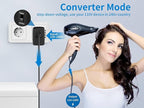 International Travel Adapter Voltage Converter to Step Down 230V to 120V for Hair straighteners, laptops, Cell Phones, Power converters from USA to UK, Europe, Australia Over 200
