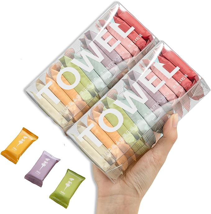 Disposable Compressed Towels, Portable Compressed Towel Tablets, 28Pcs Travel Wash Cloth, Thicker Super Absorbent Wash Cloths for Travel, Face Towel Ideal for Outdoor Camping Hiking (28Pcs)