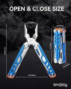 MINI Multitool Pliers,14-In-1 Survival Gear For Outdoor,Home,And Auto RepairBirthday Christmas Gifts For Men Boyfriend Dad Husband(Blue)