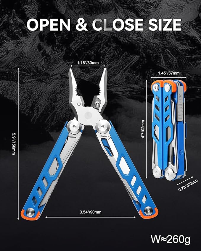 MINI Multitool Pliers,14-In-1 Survival Gear For Outdoor,Home,And Auto RepairBirthday Christmas Gifts For Men Boyfriend Dad Husband(Blue)