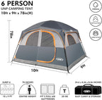 UNP Tents 6 Person Waterproof Windproof Easy Setup,Double Layer Family Camping Tent with 1 Mesh Door & 5 Large Mesh Windows -10'X9'X78in(H)