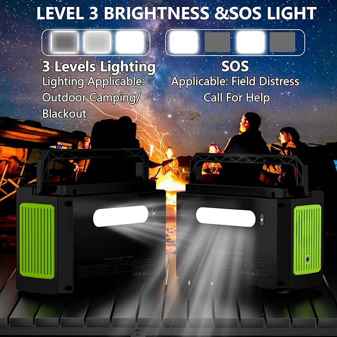 Portable Power Station 200W (400W Peak),118Wh solar power station with 110V/200W AC Outlet,32000mAh Backup Lithium Battery Generator for Home Backup Outdoor Emergency RV