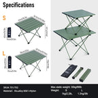 iClimb Ultralight Compact Camping Folding Table with Carry Bag (Green - S)