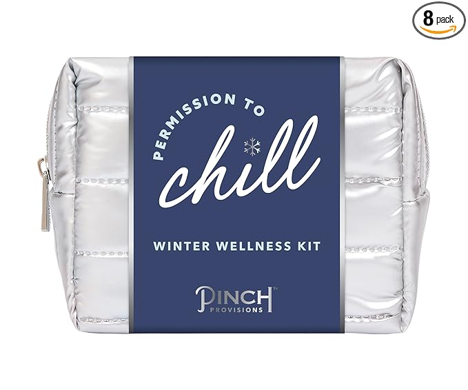 Pinch Provisions Winter Wellness Kit, 8 Skin Care Accessories & Essentials, Self-Care & Spa Gift with Reusable Eye Gels, Silicone Lip Scrubber, Metal Gua Sha, Moisturizing Socks & More