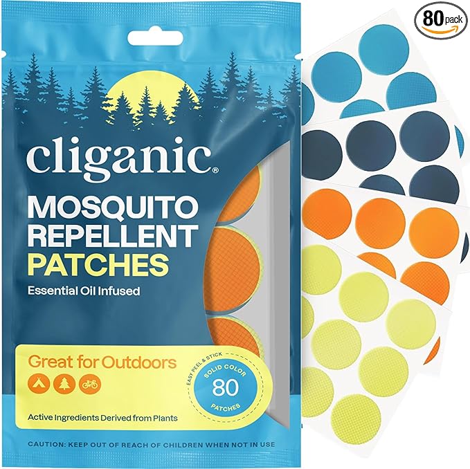 Cliganic Mosquito Repellent Stickers (80 Pack) - Patches for Kids & Adults, Natural DEET-Free, Citronella Essential Oil Infused