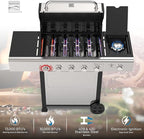 Kenmore BBQ Propane Gas Grill - 5 Burners with Side Burner & Searing Zone, 644 Sq. In. Stainless Steel Grill, 66,000 BTU, Ideal for Outdoor Cooking, Patio & Backyard, Silver