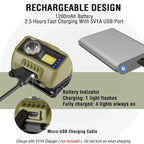 EverBrite Rechargeable Headlamp, LED Bright Motion Sensor Head Lamp Flashlight with 9 Modes, Adjustable Headlight for Adults with White Red Light, Water Resistant, Green, for Hiking, Running, Camping