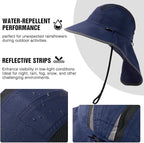TOP-EX M/L/XL/XXL Unisex Mens Sun Hat with Neck Flap Sunglass Lock UPF 50 Wide Brim Fishing Hats Waterproof & Packable