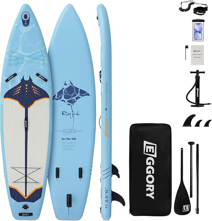 Inflatable Paddle Board,Stand Up Paddle Board Set, Extra Wide SUP Board with Removable Fin, Floating Paddle, Hand Pump, Waterproof Phone Pouch,Traveling Board