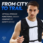 All-in-One Multi Sport Running Vest including Water Bottle, Whistle, 11 Pockets & 6 Straps – Ergonomic Lightweight Reflective Gear