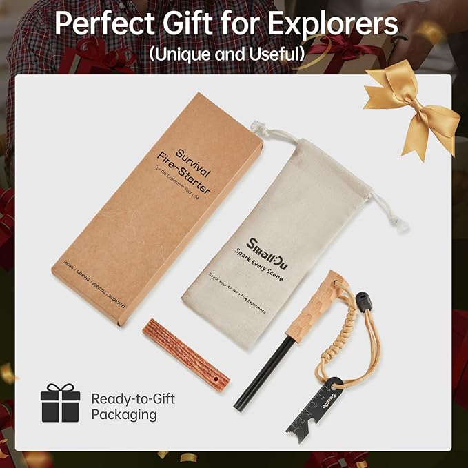 Ferro Rod Fire Starter, Survival Flint and Steel Fire Starter Kit for Hiking, Bushcraft,Camping Essentials Gear, Emergency Supplies - Ideal Gift for Explorers