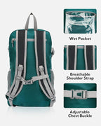 WATERFLY Lightweight Packable Hiking Backpack: 30L Foldable Travel Daypack Ultralight Camping Day Pack for Woman Man