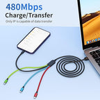 Travel Essentials Multi Charging Cable [2Pack 5FT], Car Accessories 4 in 1 Charging Cords, USB Cable Phone Charger with IP/Type C/Type C/Micro, Compatible with Most Phones/Tablets and More