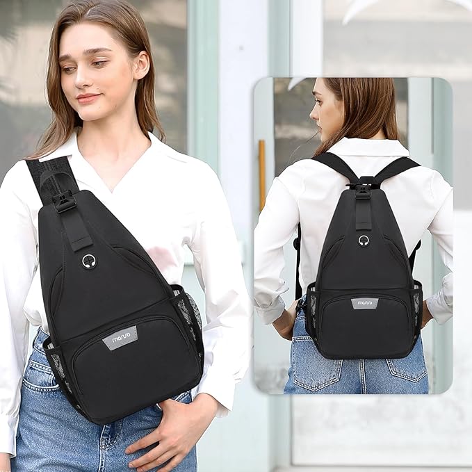 MOSISO Sling Backpack Travel Hiking Daypack, Crossbody Convertible Sling Bag with Front Pocket One Shoulder Chest Bag