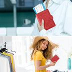 Eoehro Passport Holder for Travel Essentials, Passport Wallet Cover Case for Travel Must Haves Accessories,Passport Book Holders for Women and Men(red)