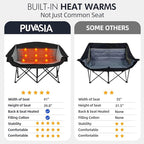 Heated Double Camping Chair - Heated Loveseat Chair for 2 Person Heavy Duty Oversized Padded Camping Couch for Adults Outdoor Sports Lawn Portable Folding Chairs