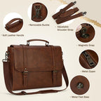 IGOLUMON Messenger Bag for Men 15.6 inch Vintage Leather Waterproof Laptop Briefcase Large Computer Laptop Bag Leather Satchel Bag Retro Shoulder Bag for Office Business Travel College, Brown