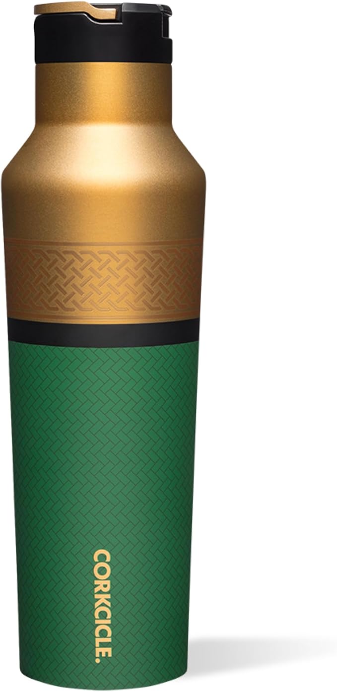 Corkcicle Marvel Sport Canteen - Triple-Insulated Stainless Steel Water Bottle - Straw Cap & Folding Metal Handle - Summer Drinkware Gift - Keeps Drinks Ice Cold - Loki - 20 oz