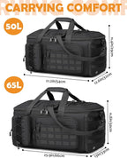 50L Gym Bags for Men, 3 in 1 Travel Duffle Bag with Shoe Compartment, Tactical Military Backpack for Overnight Weekender Gym Traveling Workout Deployment