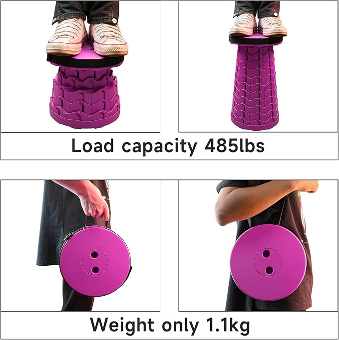 Portable & Lightweight Foldable Camping Chair for Adults, Heavy Duty Folding Stool with Adjustable Shoulder Strap, Perfect for Picnic, Beach, Backyard, and Sporting Events, Max Weight 400lbs