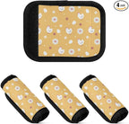 4 PC Luggage Handle Wrap Luggage Handle Covers Tags for Suitcase Bags Travel Luggage Handle Identifier Gripper Chickens Eggs and Flowers Yellow