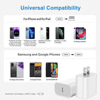USBC Charger Block for iPhone 17 Charging Plug,MFI Certified Fast USB C Wall Cube 6Pack Power Adapter for iPhone 17/Air/16/16E Pro/Plus/Pro Max/15/14/13/12/11,for iPad Air/Mini USB-C Charge Brick Box