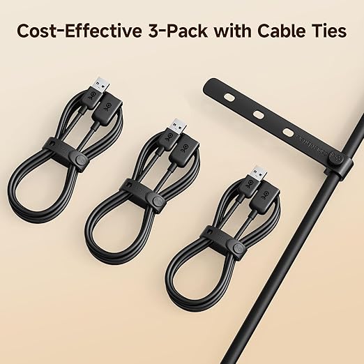 Cable Matters 3-Pack USB Extension Cable - 6ft, Male to Female USB Extender Cable, USB2.0 Extension Cord, 480Mbps, Black