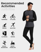 Men's 100% Merino Wool Base Layer Sets Lightweight Active Base Layer for Ski