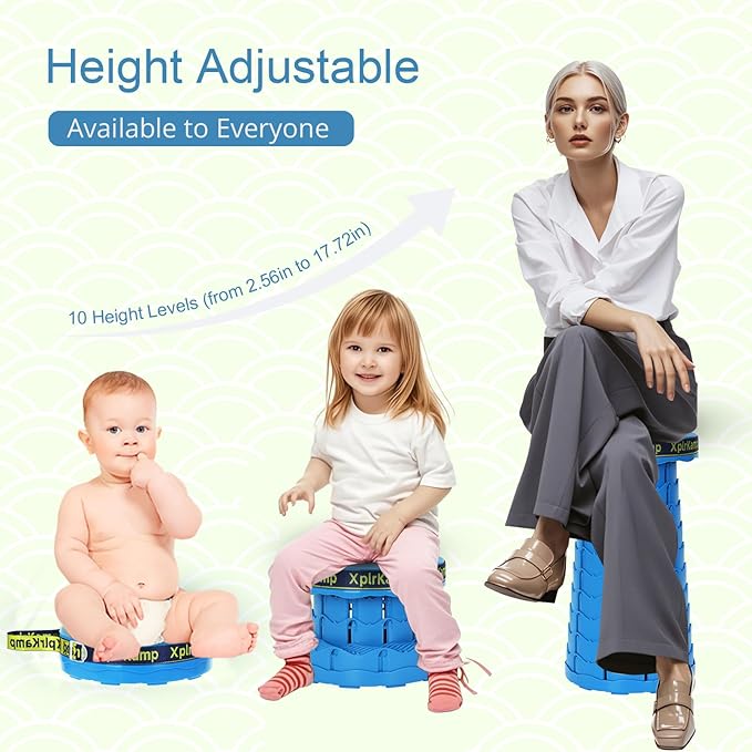 Upgraded Thickened Collapsible Stool, Portable Folding Stool Chair Lightweight But Sturdy Foldable Camping Stool, Retractable Telescopic Seat for Picnics Fishing Hiking BBQ (2, Blue)