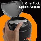 15 oz Soup Thermo for Hot Food Kids Insulated Food Jar with Spoon, Lunch Thermo Container, Width Mouth Vacuum Stainless Steel Food Thermo for School Travel, Leakproof, Easy to Open(Black)