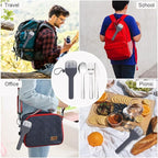 Sophico Travel Utensils Set for Camping and Kids Lunch Box, Stainless Steel Fork and Spoon, Knife Silverware Flatware Sets with Silicone Case - Portable & Leak-proof, Dishwasher Safe (Dark Grey)