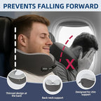 SKYTRAX COMF® Premium Ergonomic Memory Foam Travel Neck Pillow, Washable Cooling Ice Silk Cover, Firm Neck Support for Airplane Long Flights & Pain Relief, with Portable Carry Case (Grey)