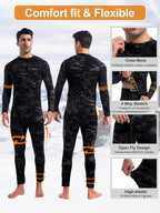 romision Thermal Underwear for Men Long Johns Fleece Lined Hunting Gear Bottom Top Set Base Layer for Cold Weather Gift