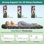 Sleeping Pad for Camping, 4in Thickness Inflatable Sleeping Mat with Adjustable Pillow & Built-in Foot Pump,Lightweight Camping Air Mattress with Waterproof Nylon for Hiking (Grey, Single)