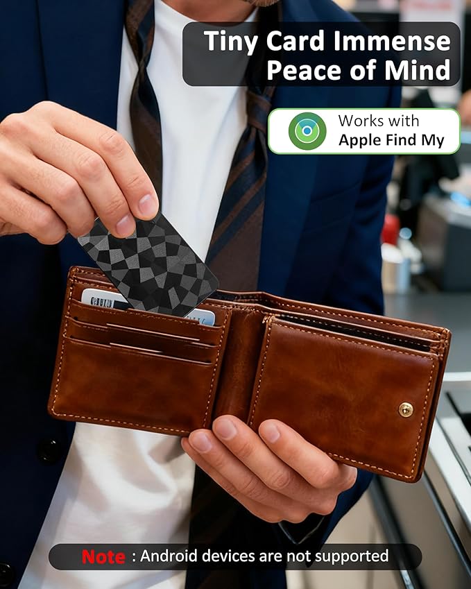 Card Tag Wallet GPS Tracker: Rechargeable Smart Finder (iOS Only) for Apple Find My - Bluetooth Tracking Tags with Up to 4 Month Battery for iPhone - Key Track and Item Locator for Bags, Passport