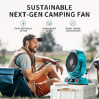 Camping LED Fan with Light, 40000mAh Rechargeable Battery Powered Outdoor Tent Fan with Light and Hook, 6 Speed, Personal USB Desk Fan for Camping, Fishing, Power Outage,Hurricane, Worksite