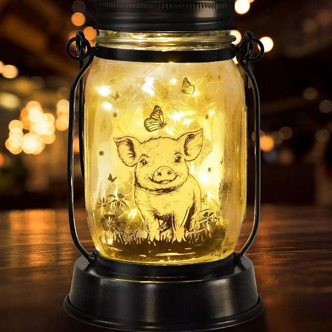 kyoryuger Pig Gifts for Women/Men Pig Lovers Solar Lantern Mom Birthday, Mothers Day, Solar Garden Decoration Outside for Yard, Patio,Backyard,Porch, Torches