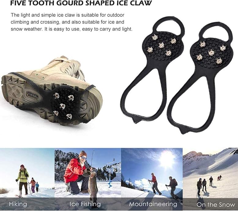 Universal Non Slip Gripper Spikes for Shoes, Ice Traction Cleat Grips with Steel Studs Crampon for Ice Sports
